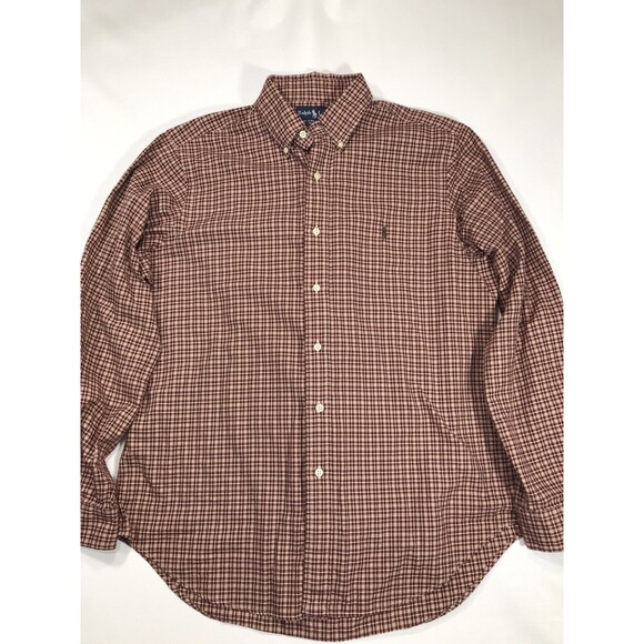Ralph Lauren Polo Oxford Button Up Red Plaid Long Sleeve L Shirt Classic Fit - Picture 2 of 9